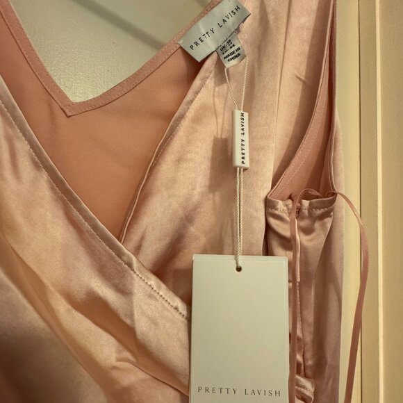 Pretty Lavish Bridesmaid Esmee wrap satin maxi dress in blush - Picture 4 of 7